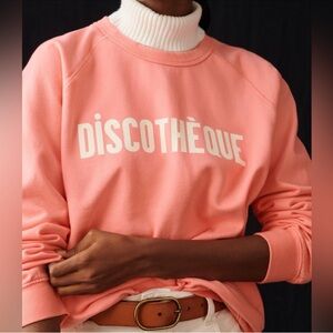 Clare V. Discotheque Crewneck Sweatshirt Coral
